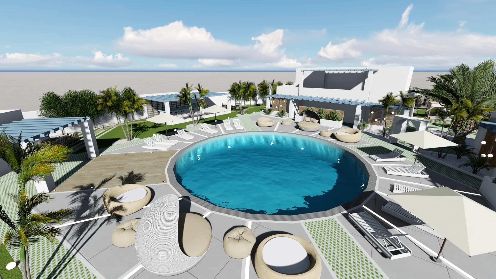 Πολυτελές Συγκρότημα Δωματίων Μορφέας - Εξωτερικός χώρος και πισίνα